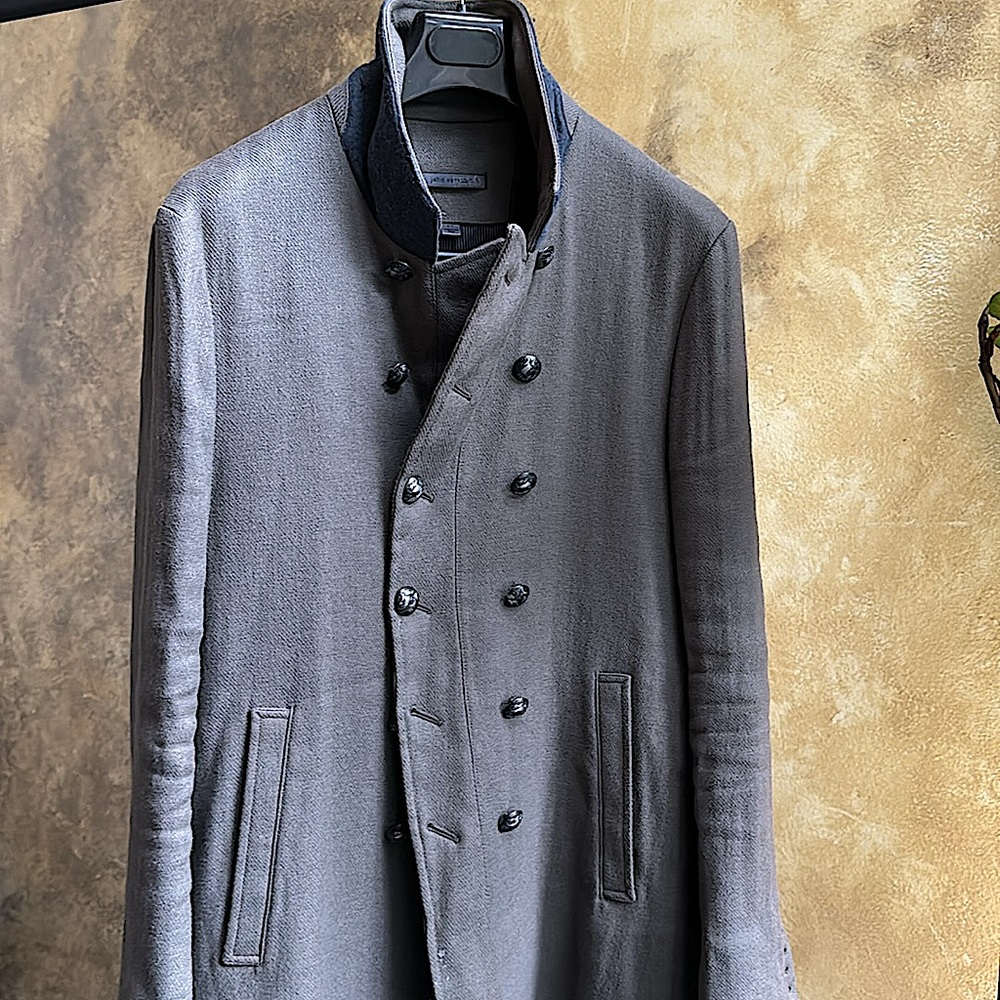 John Varvatos Military Linen/Wool Coat